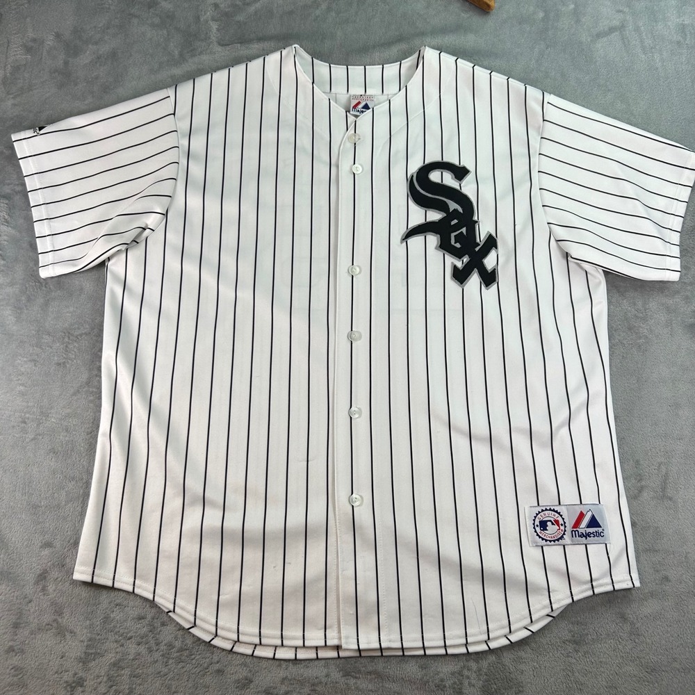 Majestic Chicago White Sox Jim Thome 25 Pinstripe Baseball Jersey Mens XL USA